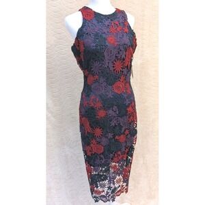Floral Lace Dress‎ Sleeveless Red Purple Navy Party Cocktail